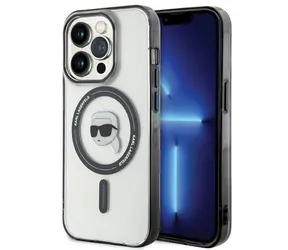 Karl Lagerfeld IML Karl's Head čirá / Zadní kryt / pro iPhone 15 Pro Max / MagSafe