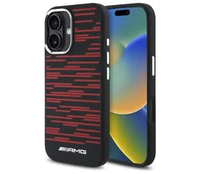Mercedes-AMG Silicone Graphics černá / Zadní kryt / MagSafe / pro iPhone 16 / Silikon