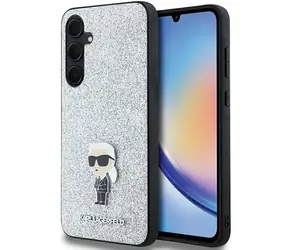 Karl Lagerfeld Fixed Glitter Metal Ikonik Pin stříbrná / Zadní kryt / Samsung Galaxy A35