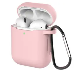 Hurtel silikonové pouzdro s karabinou pro AirPods 1 a 2 růžová / Pouzdro / silikonové / s karabinou