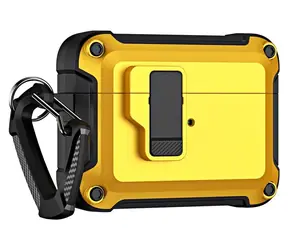 Hurtel Armor pouzdro s karabinou pro AirPods 4 a Pro žlutá / Pouzdro / odolné / s karabinou
