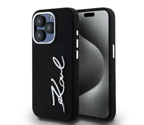 Karl Lagerfeld Kryt Silicone Metal Script Logo černá / Kryt / Pro Apple iPhone 15 Pro