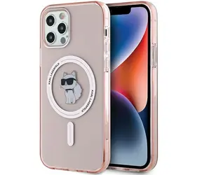 Karl Lagerfeld IML Choupette růžová / Zadní kryt / iPhone 12/12 Pro / MagSafe