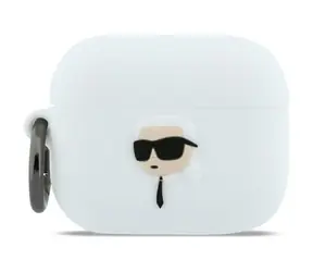 Karl Lagerfeld Karl Head 3D bílá / Pouzdro pro Apple AirPods Pro 3 / silikonové