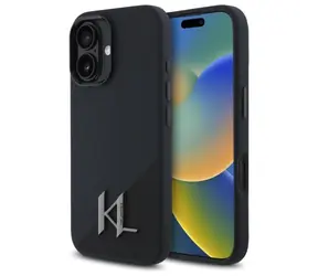 Karl Lagerfeld Shadow Metal Initial MagSafe černá / Zadní kryt / iPhone 16 / Silikonový