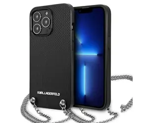 Karl Lagerfeld Leather Textured Chain černá / Zadní kryt / Apple iPhone 13 Pro Max