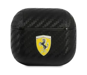 Ferrari On Track Carbon černá / Pouzdro / Apple AirPods 3 / PU