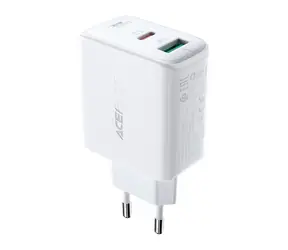 Acefast A5 bílá / Nabíječka do sítě / USB-C + USB-A / 32W / PD, QC 3.0