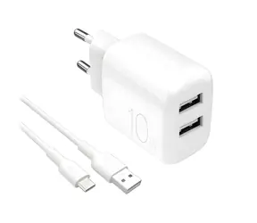 Puro PRO LITE bílá / Cestovní nabíječka a kabel USB-A-USB-C / 10W / 2x USB-A / 1,2 m