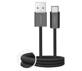 Puro Fabrik 2.0 černá / Datový kabel opletený USB-A na USB-C / 10W / 1,5 m