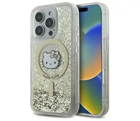 Hello Kitty Liquid Glitter Fever zlatá (HKHMP16XLGDIH) / Ochranný kryt / MagSafe / Apple iPhone 16 Pro Max