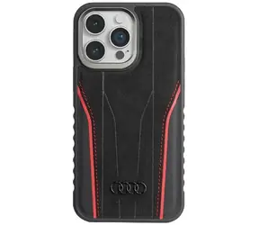 Audi Genuine Leather MagSafe černá/červená / Zadní kryt / iPhone 14 Pro Max / pravá kůže