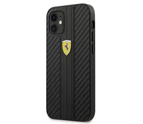 Ferrari On Track Carbon Apple iPhone 12 mini černá / Kryt / PU Carbon