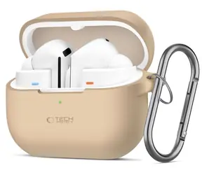Tech-Protect Hook Case hnědá / Pouzdro pro sluchátka / silikon / karabina / pro Samsung Galaxy Buds 3 a 3 Pro