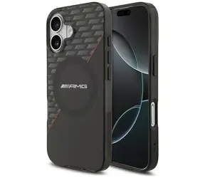 Mercedes AMG Double Layer Rhombs transparentní černá/červená / Zadní kryt / MagSafe / pro iPhone 17