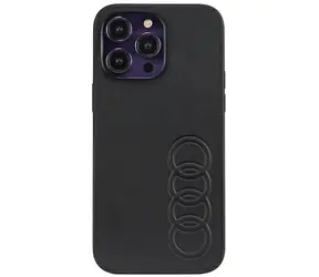 Audi Synthetic Leather zadní kryt pro Apple iPhone 14 Pro Max černá / Ochranný kryt / Umělá kůže