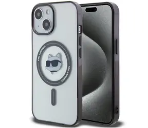 Karl Lagerfeld IML Choupette's Head transparentní / Zadní kryt / MagSafe / iPhone 15