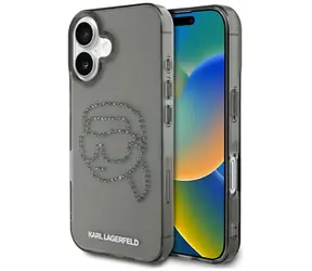Karl Lagerfeld IML Rhinestones Karl Head černá / Zadní kryt pro iPhone 16