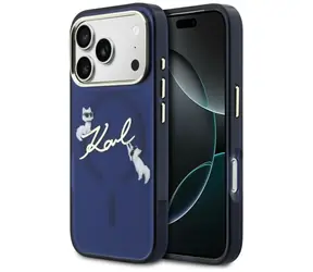 Karl Lagerfeld IML Choupettes Karl Script Logo modrá / Zadní kryt / MagSafe / iPhone 17 Pro Max