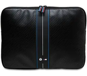 BMW Carbon & Blue Stripe 14" černá / Pouzdro pro notebook / Karbonový vzor / Modrý pruh