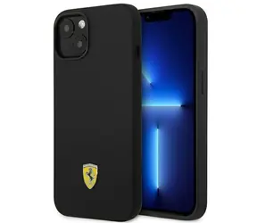 Ferrari Silicone Metal Logo iPhone 14 černá / Zadní kryt / Silikon / Kovové logo