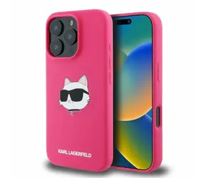 Karl Lagerfeld Choupette Head Print MagSafe fuchsiová / Kryt pro Apple iPhone 16 Pro Max / Silikonový