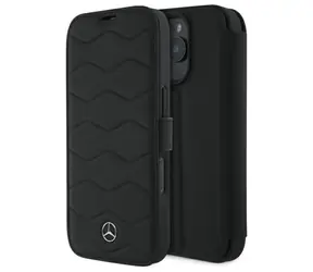 Mercedes Waves Leather pro iPhone 16 Pro Max černá / Zadní kryt / Kožený