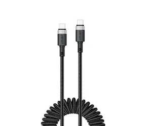 Acefast C14-03 černá / Kabel / USB-C - USB-C / pružinový / 480 Mbit/s / 1,2 m / 3 A