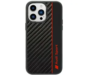 Audi Carbon Fiber Stripe černá / Zadní kryt pro Apple iPhone 14 Pro / odolný hardcase