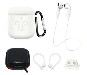 Hurtel Pouzdro s příslušenstvím pro AirPods 1/2 bílá / Pouzdro / karabina / poutko na krk / řemínek hodinek