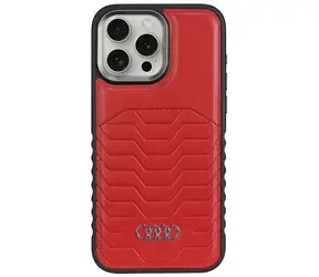 Audi Synthetic Leather MagSafe červená / Zadní kryt pro Apple iPhone 15 Pro Max / Syntetická kůže