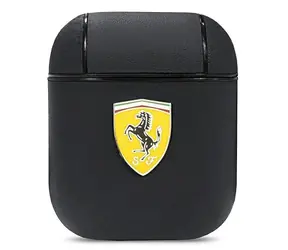 Ferrari On Track Leather pouzdro pro Apple AirPods černá / Pouzdro / Kožené