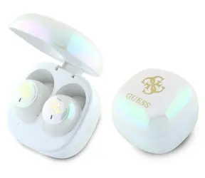 Guess 4G Printed Logo Iridescent bílá / Bezdrátová sluchátka / TWS / Do uší