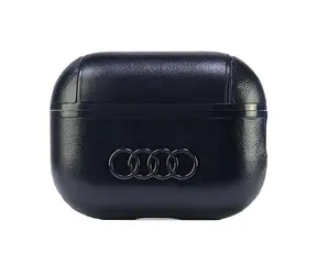 Audi Leather Big Logo kožené pouzdro pro Apple AirPods Pro 2 černá / Pouzdro / Apple AirPods Pro 2 / Kůže