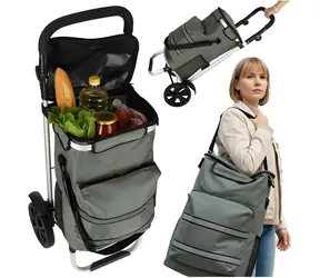 KIK Nákupní taška na kolečkách 100 cm šedá / Objem 40 l / Nosnost 30 kg / Hliníkový rám