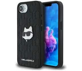 Karl Lagerfeld Monogram Choupette Head Pin černá / Kryt / Kovový přívěsek Choupette / iPhone 16e