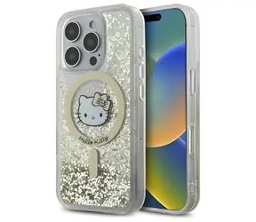Hello Kitty Liquid Glitter Fever zlatá / Ochranný kryt / MagSafe / Apple iPhone 16 Pro