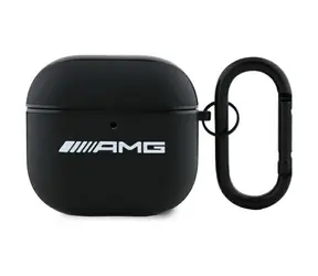 Mercedes AMG Kožené pouzdro s bílým logem pro Apple AirPods 4 černá / Pouzdro / kůže