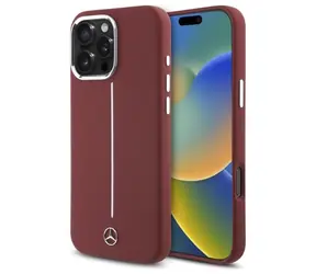 Mercedes Silicone White Stripe červená / Zadní kryt / MagSafe / pro iPhone 16 Pro Max