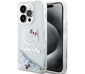 Hello Kitty Liquid Glitter Charms Kitty Head stříbrná / Zadní kryt / pro Apple iPhone 14 Pro