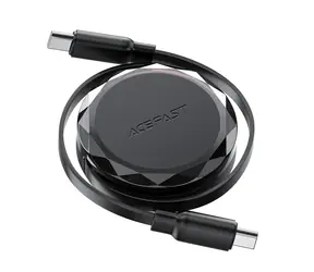 Acefast Kabel USB-C (M) - USB-C (M) navíjecí černá / 60W
