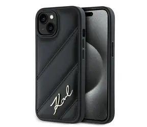 Karl Lagerfeld Diagonal Quilted Script černá / Kryt / pro Apple iPhone 15 Plus a iPhone 14 Plus