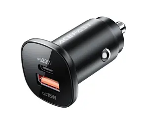 Acefast B1 černá / Nabíječka do auta / USB-C + USB-A / 38W / PD, QC 3.0