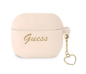 Guess Charm Heart růžová / Pouzdro / AirPods 3 / Silikonové