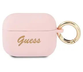 Guess GUAPSSSI růžová / Pouzdro pro Apple AirPods Pro / Silikonové / Vintage Script