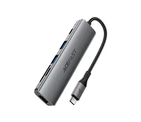 Acefast J18 šedá / Dokovací stanice / USB-C / 6v1 / HDMI 4K 60Hz / PD 90W