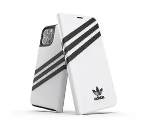 Adidas OR Booklet Case bílá, černá / Pouzdro typu kniha / PU kůže / Apple iPhone 12 & 12 Pro