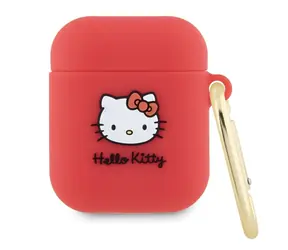 Hello Kitty Silikonové pouzdro 3D Kitty Head pro AirPods 1/2 fuchsiová / Pouzdro / Silikon