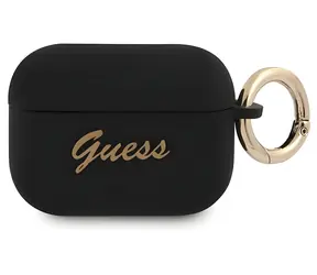 Guess GUAPSSSK černá / Pouzdro pro Apple AirPods Pro / Silikonové / Vintage Script