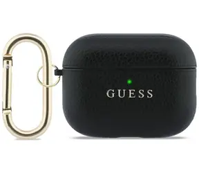 Guess Grained Classic Logo AirPods Pro 3 černá / Pouzdro / Umělá kůže